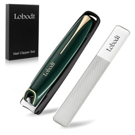 Lobodt Nail Clipper, Anti Splash Nail Clipper,Long Handled Ultra Sharp and Sturdy Stainless Steel Large Toe Nail Clippers with Built-in Nail File, Suitable for Thick Nails