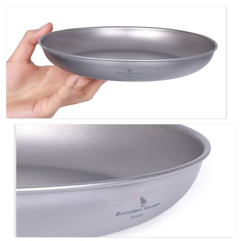 Boundless Voyage Ultralight Titanium Pan Dish Plate with Carry Mesh