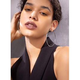 Prosteel Set of 3 pairs of stainless steel earrings for women, Creole / Huggie earrings, hoop / folding Creole earrings, 30 mm - 70 mm, gold/black/silver, Stainless Steel