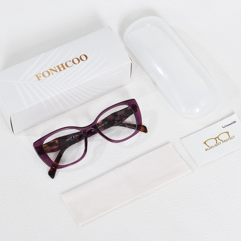 FONHCOO Bifocal Reading Glasses for Women, Blue Light Clear Top