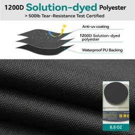 Tuszom 1200D Waterproof Boat Cover Trailerable Marine Grade Polyester Universal Fits V-Hull, Bass, Runabout,Fishing,Ski Boat with Motor Cover,More Straps (Black, 16' - 18.5' L, UP to 94" W)