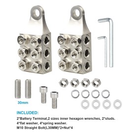 Funconect 8 AWG-4/0 AWG Battery Terminal Connectors 12-Way Block for Lithium AGM Batteries