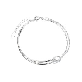 ALRNBY Gold Silver Knot Bracelets for Women Love Matching Infinity Bracelets for Friendship Dainty Snake Hand Chain Adjustable Bracelets for Women Best Friend Stainless Steel Bracelet (Silver)