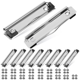 Clipboard Clips 10 Pack Metal Clipboard Clips with Rubber Feet Clipboard Hardware Document File Board Clips Rubber Grip for Office (Included 30 Piece Rivets)