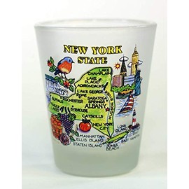 World By Shotglass New York Map Frosted Shot Glass