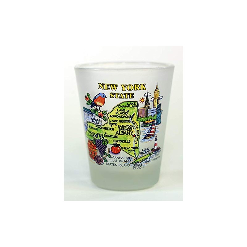 World By Shotglass New York Map Frosted Shot Glass