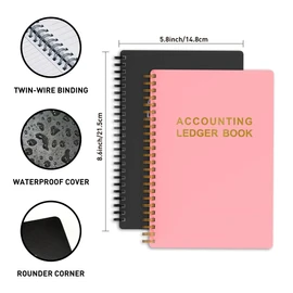 Accounting Ledger Book - A5 Check Register for Small Businesses & Personal Use, Account Book for Tracking Money, Expenses, Deposits & Balance, 5.8" x 8.6" (Pink)