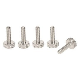 PrecisionGeek - Thumb Screws M6 x 15mm, Aluminium, Head 10mm diameter Flat, Knurled, Total L=19mm - Set of 5 pieces