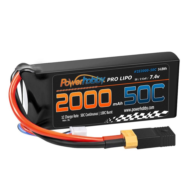 Powerhobby 2s 7.4v 2000mah 50c Lipo Battery w XT60 Plug