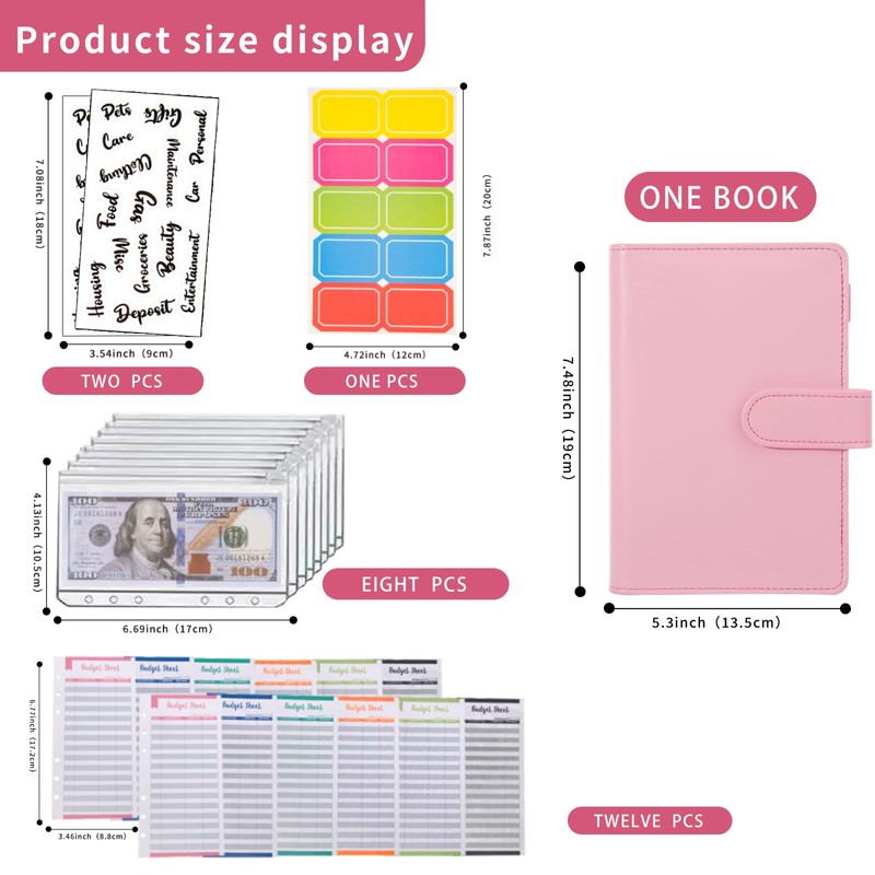 NICOOTH NICOOTHBudget Binder Cash Envelopes A6 Money Saving Binder with