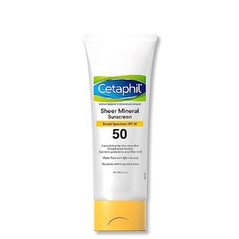Cetaphil Sheer Mineral Sunscreen Lotion for Face & Body, 3 fl oz, 100% Mineral Sunscreen: Zinc Oxide & Titanium Dioxide, Broad Spectrum SPF 50, For Se