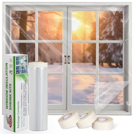 FLYZZZ Window Insulation Kit - 62x393in Window Insulation Kit for Winter with Widen Double-Sided Tape, Thickened Plastic Window Covering for Winter Can Insulates 10 Windows