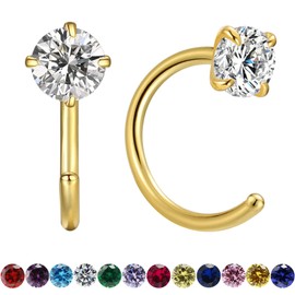 Gold Studs Diamond Earrings for Women Teenage Girls, 3mm Small Hoop Tiny Birthstone Hypoallergenic Helix Stud Earrings for Ladies, Birthday Valentine's Day Jewelry Gifts for Wife Girlfriend Sisters