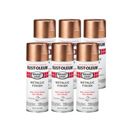 Rust-Oleum 344733-6PK Stops Rust Bright Coat Metallic Spray Paint, 11 Oz, Rose Gold, 6 Pack