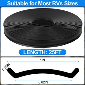 1" RV Trim Molding Insert, 25 FT Heavy Duty RV TPE Trim Molding Weather Stripping Exterior Replacement, Waterproof Screw Cover Corner for Camper Travel Trailer Boat Channel, Black