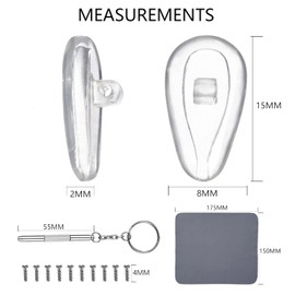 Soft Silicone Tear Bladder Spiral Nose Pad for Optical Glasses, Sunglasses and Presbyopia Glasses - 15mm (5 Pairs) with 3 in 1 Screwdriver Clean Cloth