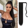 FESHFEN Straight Long Wrap Around Ponytail Extensions 28” Synthetic Hair
