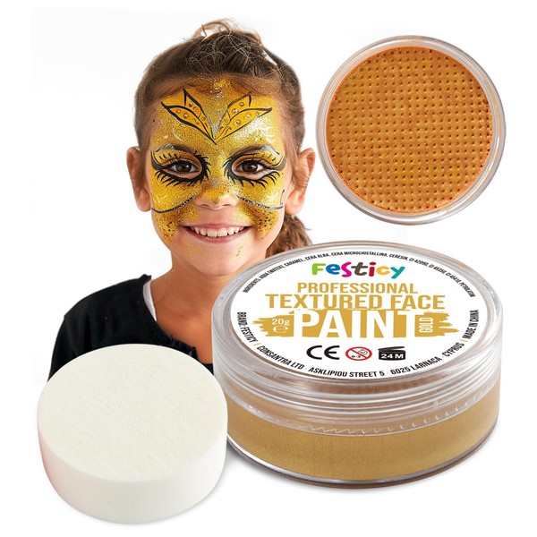 Festicy Professional Theatre Make-Up Gold, 20 g, Includes Sponge, EN