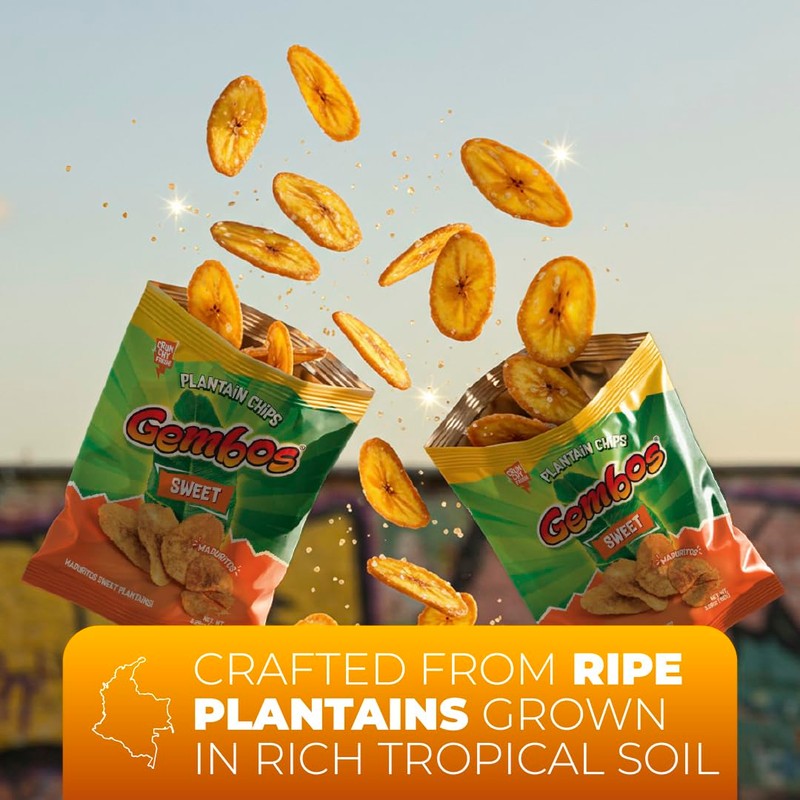 Gembos Sweet Maduritos Plantain Chips - Deliciously Sweet Plantains Snack,