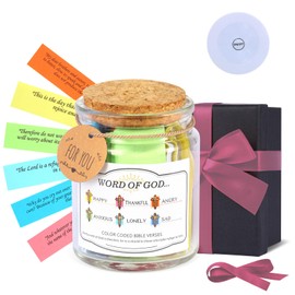 Bible Verse Jar, Color Coded Bible Verses in a Jar, Christian Gifts for Women, Birthday Gifts for Women, Bible Study Supplies(Medium Pink)