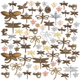 100g (50-80pcs) Mixed Styles Dragonfly Charms Tibetan Alloy Vintage Insect Pendants for DIY Necklace Bracelet Crafts Jewelry Making