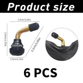 PVR70 Tubeless Valve, Angle Valve, Roller Valve, 90 Degree Snap Valves, Tyre Valve, Brass Tyre Valve, Snap-in Angle Valve, Tyre Valves with Angle for Motorcycles, Cars, Bikes, Scooters, Pack of 6