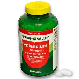 Potassium 99mg Caplets- Supports Muscle Function & Energy, 500 Count (Pack of 1)
