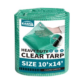 TARPAL 10'x14' Clear Green Tarp Heavy Duty Waterproof 12mil with Grommets or Zip Ties for Large Greenhouses for Outdoors Garden,Farm,Chicken Coops