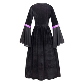 Colorful House Women Wicked Witch Costume, Purple Long Sorceress Classic Dress (Medium, Purple/Black 2)