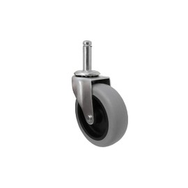 Shepherd 3" Swivel Stem Caster with Soft TPR Tread Rubber Wheel and 7/16" Stem Diameter, Ribbed Tread Heavy-Duty Caster Wheel, 175-lb. Capacity, Gray