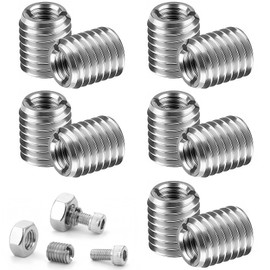 M10 to M6 Thread Insert, Wefaly Pack of 10 Screw-In Nuts, Stainless Steel Threaded Inserts, Slotted Helicoil for Furniture Projects, Automotive, Mechanical Devices, Repair, Assembly (Silver)