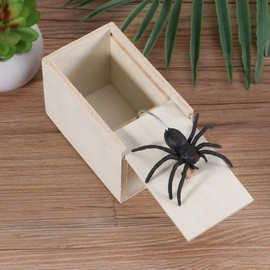 Spider Prank Scare Box Wooden Gag Joke Toys for Gift Party Favors (with Letters 1 Spider in 1 Box) (Color)