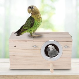 Natudeco Wooden Bird Breeding Box, Moisture Resistant Nesting House, Garden Decoration for Budgies, Psittacula, Agapornis, Cockatiels, Parrots