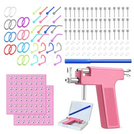 Qmcandy Ear Piercing Gun Stainless Steel Professional Painless Hole Piercer Pericing Tools for Ear Nose, Pink