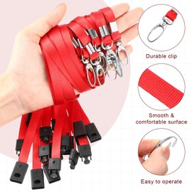 Harloon 150 Pcs Lanyards Breakaway Bulk Neck Flat Lanyard with Detachable Buckle and Clip Swivel Hooks for Badge Holder(Red)
