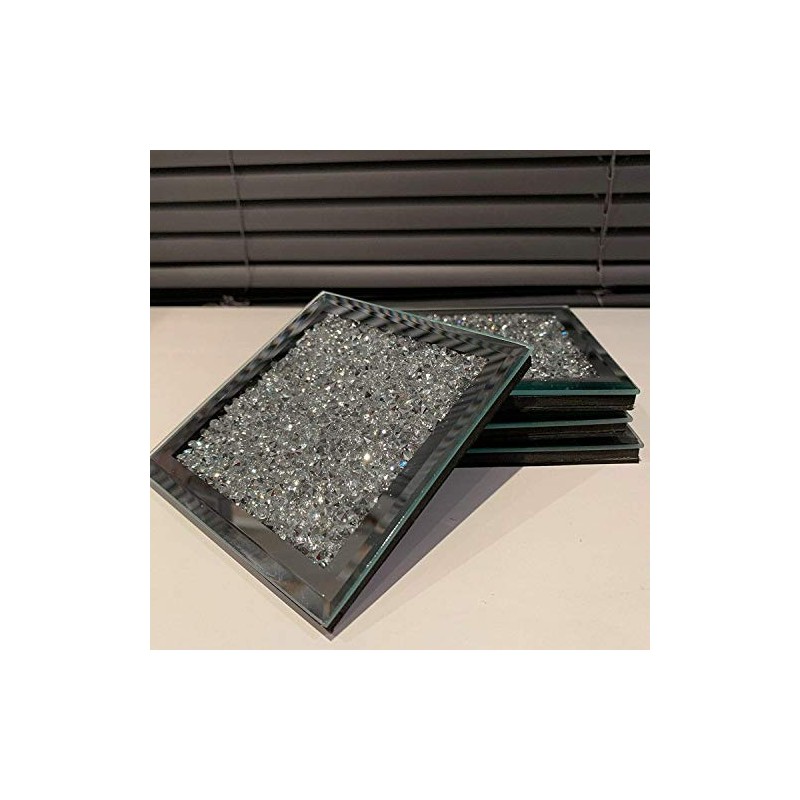 PRESTINE Glamorous & Glitzy Set of 4 Crushed Crystal Coasters