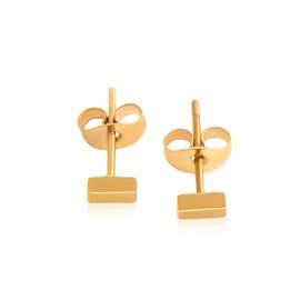 Altitude Boutique 18K Gold or Silver Plated Bar Stud Earrings | Hypoallergenic Small Bar Earrings for Women | Delicate Jewelry, 5mm, Stainless Steel, No Gemstone