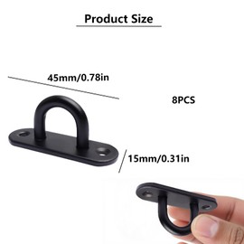 DmDoyy Pack of 8 Stainless Steel Eye Plates, 45 mm Eye Plate, Stainless Steel for Hanging Plants, Eye Plate for Hanging Plants, Black