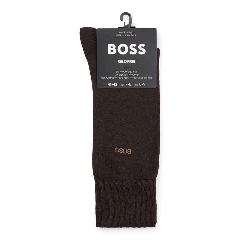 BOSS Men's Regular Length Logo Socks Mercerized Egyptian Cotton, dark
