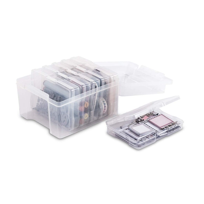 Rayher 39572000 Storage Box with 6 Inner Boxes, Transparent, 21