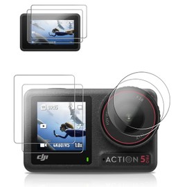 DJI Osmo Action 5 Pro Film Protective Film Glass Film Tempered Glass [NOUKAJU] for DJI Action5 Pro Action Camera Protective Film Screen Glass Film (2 Sheets) + Camera Glass Film (2 Sheets) + Front