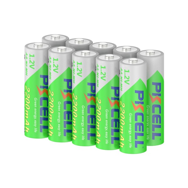 PKCELL - Paquete de 10 baterías alcalinas RTU-AA de alto rendimiento 2200 mAh