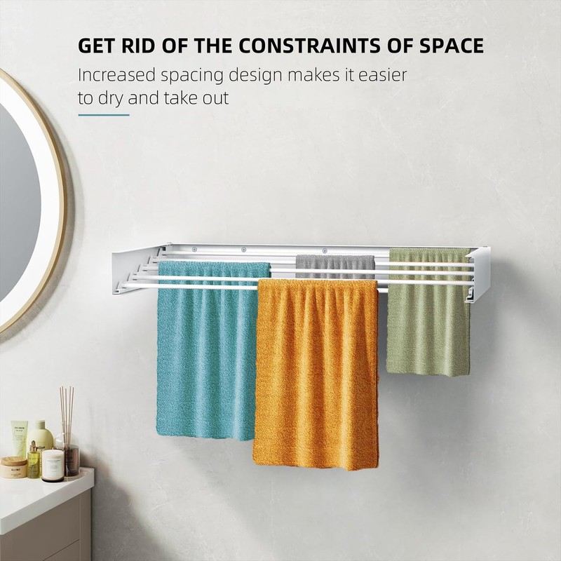 SZJoyBet Laundry Drying Rack Collapsible, Wall Mounted Clothes Drying Rack,