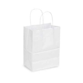 SSWBasics Medium White Kraft Paper Shopping Bags - Case of 25 Paper Bags-Bulk