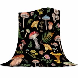 Abaysto Mushroom Flannel Fleece Bed Blanket Throw Blanket for Kids Lightweight Cozy Plush Blanket for Bedroom Living Rooms Sofa Couch 150x200cm(60x80 Inch)