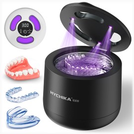 Ultrasonic Cleaning Device Tooth Splint with UV Sterilisation, 45 kHz High Frequency, 4 Modes UV Tooth Splint Cleaning, 200 ml, Dental Cleaning Container, Retainers, Aligners etc. (Black)