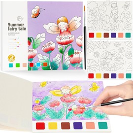 Watercolor Painting Book,Pocket Water Color Paint Mess Free Coloring for Kids Ages 2-4,3-5,6-8,Travel Arts and Crafts Creative Valentine's Gift Easter Basket Stuffers for Toddlers Boys Girls