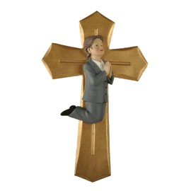 ENNAS - Regalos de bautismo para niños, cruz de niño rezando de 8 pulgadas para decoración de pared, adornos religiosos para la primera comunión, decoración del hogar de resina