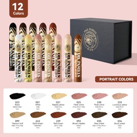 Paul Rubens Oil Pastels, 12 Portrait Colors Super Jumbo HaiYa Artist Skin Tone Soft Oil Pastels Vibrant and Creamy, Art Supplies for Artists, Beginners, Students, Art Painting Drawing