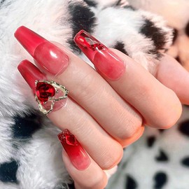 Love Heart Nail Art Rhinestone, 3D Heart Crystal Nail Diamond Decorations, Three-Dimensional Alloy with Heart Gems Jewelry Nail Art Designs for Women Girls Manicure Art Supplies